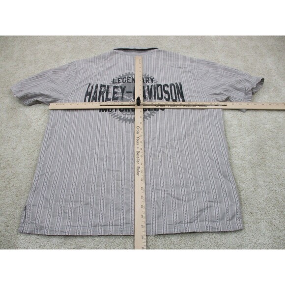 Harley Davidson Shirt Men Large Gray Casual Button Up Mechanic Motorcycle Biker - Picture 8 of 10